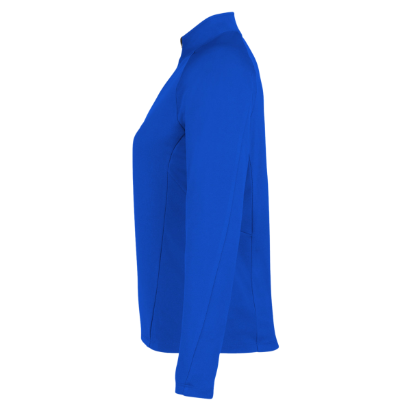 Core 365 Women's Origin Performance Pique Quarter-Zip Pullover, True Royal / Carbon, Left Sleeve view