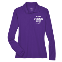 Core 365 Women's Pinnacle Performance Long Sleeve Piqué Polo, Campus Purple, Front view, Mockup