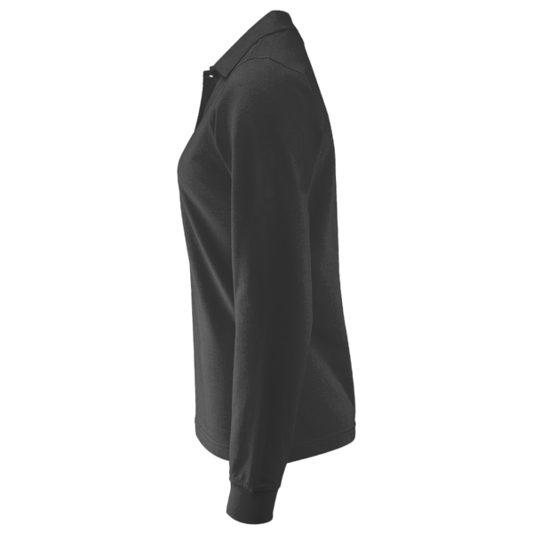 Core 365 Women's Pinnacle Performance Long Sleeve Piqué Polo, Black, Left Sleeve view