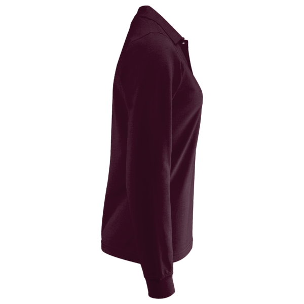 Core 365 Women's Pinnacle Performance Long Sleeve Piqué Polo, Burgundy, Right Sleeve view