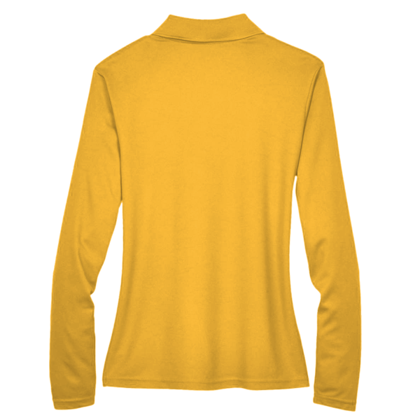 Core 365 Women's Pinnacle Performance Long Sleeve Piqué Polo, Campus Gold, Back view