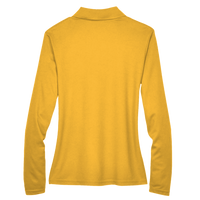 Core 365 Women's Pinnacle Performance Long Sleeve Piqué Polo, Campus Gold, Back view