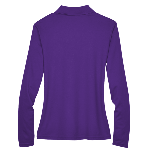 Core 365 Women's Pinnacle Performance Long Sleeve Piqué Polo, Campus Purple, Back view