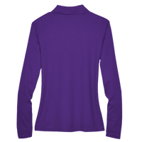 Core 365 Women's Pinnacle Performance Long Sleeve Piqué Polo, Campus Purple, Back view