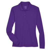 Core 365 Women's Pinnacle Performance Long Sleeve Piqué Polo, Campus Purple, Front view