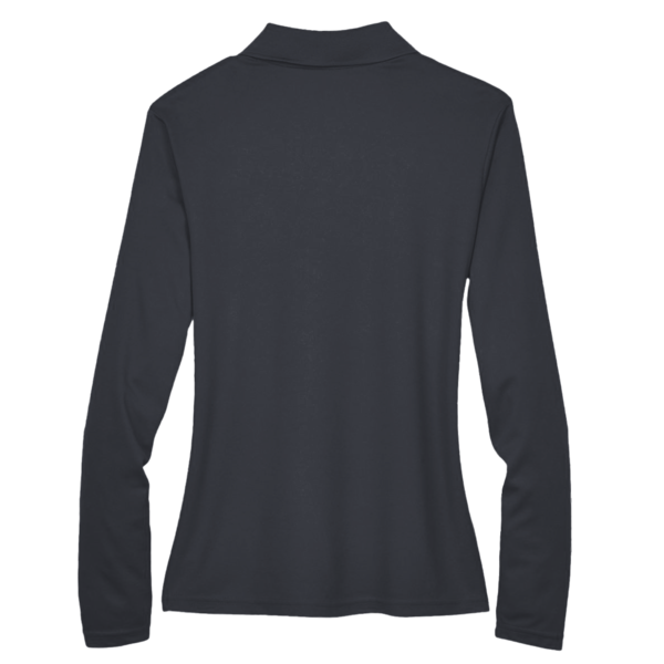 Core 365 Women's Pinnacle Performance Long Sleeve Piqué Polo, Carbon, Back view