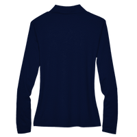 Core 365 Women's Pinnacle Performance Long Sleeve Piqué Polo, Classic Navy, Back view