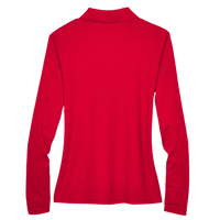 Core 365 Women's Pinnacle Performance Long Sleeve Piqué Polo, Classic Red, Back view