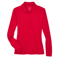 Core 365 Women's Pinnacle Performance Long Sleeve Piqué Polo, Classic Red, Front view