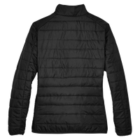 Core 365 Women's Prevail Packable Puffer Jacket, Black, Back view