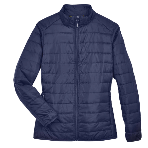 Core 365 Women's Prevail Packable Puffer Jacket, Classic Navy, Front view