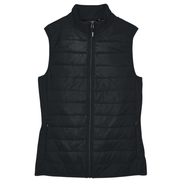 Core 365 Women's Prevail Packable Puffer Vest, Black, Front view