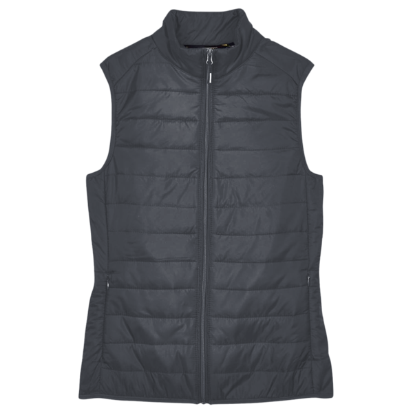 Core 365 Women's Prevail Packable Puffer Vest, Carbon, Front view