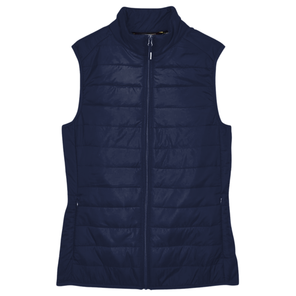 Core 365 Women's Prevail Packable Puffer Vest, Classic Navy, Front view