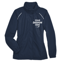 Core 365 Women's Profile Fleece-Lined All-Season Jacket, Classic Navy, Front view, Mockup
