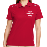 Core 365 Women's Radiant Performance Piqué Polo with Reflective Piping, Classic Red, Front view, Mockup