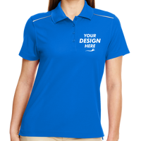 Core 365 Women's Radiant Performance Piqué Polo with Reflective Piping, True Royal, Front view, Mockup