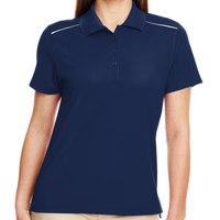 Core 365 Women's Radiant Performance Piqué Polo with Reflective Piping, Classic Navy, Front view