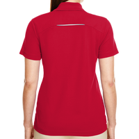 Core 365 Women's Radiant Performance Piqué Polo with Reflective Piping, Classic Red, Back view