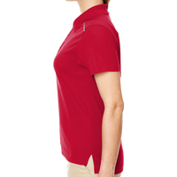 Core 365 Women's Radiant Performance Piqué Polo with Reflective Piping, Classic Red, Left Sleeve view