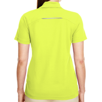 Core 365 Women's Radiant Performance Piqué Polo with Reflective Piping, Safety Yellow, Back view