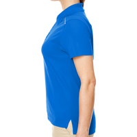 Core 365 Women's Radiant Performance Piqué Polo with Reflective Piping, True Royal, Left Sleeve view