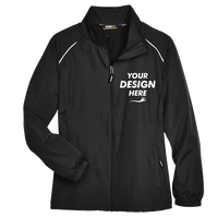 Core 365 Women's Techno Lite Motivate Unlined Lightweight Jacket, Black, Front view, Mockup