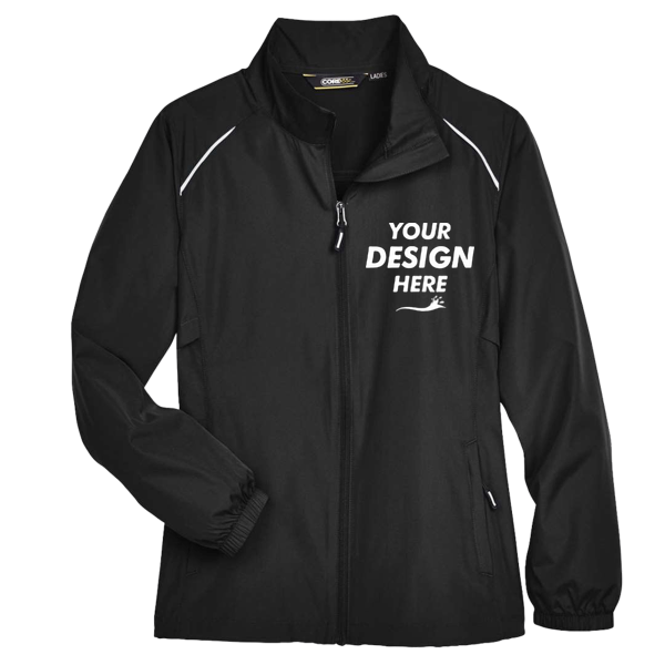 Core 365 Women's Techno Lite Motivate Unlined Lightweight Jacket, Black, Front view, Mockup