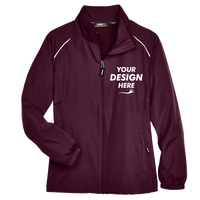 Core 365 Women's Techno Lite Motivate Unlined Lightweight Jacket, Burgundy, Front view, Mockup