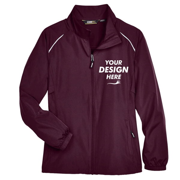 Core 365 Women's Techno Lite Motivate Unlined Lightweight Jacket, Burgundy, Front view, Mockup