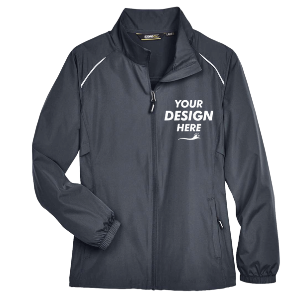 Core 365 Women's Techno Lite Motivate Unlined Lightweight Jacket, Carbon, Front view, Mockup
