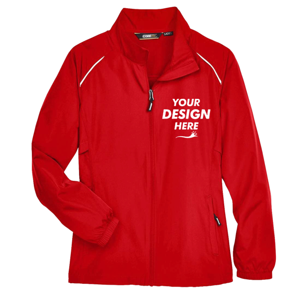 Core 365 Women's Techno Lite Motivate Unlined Lightweight Jacket, Classic Red, Front view, Mockup