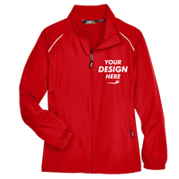 Core 365 Women's Techno Lite Motivate Unlined Lightweight Jacket, Classic Red, Front view, Mockup