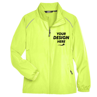 Core 365 Women's Techno Lite Motivate Unlined Lightweight Jacket, Safety Yellow, Front view, Mockup