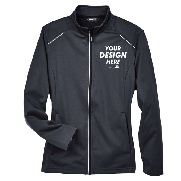 Core 365 Women's Techno Lite Three-Layer Knit Tech-Shell, Black, Front view, Mockup
