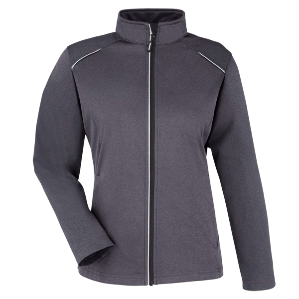 Core 365 Women's Techno Lite Three-Layer Knit Tech-Shell, Carbon Heather, Front view
