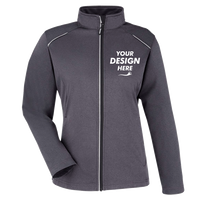 Core 365 Women's Techno Lite Three-Layer Knit Tech-Shell, Carbon Heather, Front view, Mockup