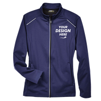 Core 365 Women's Techno Lite Three-Layer Knit Tech-Shell, Classic Navy, Front view, Mockup