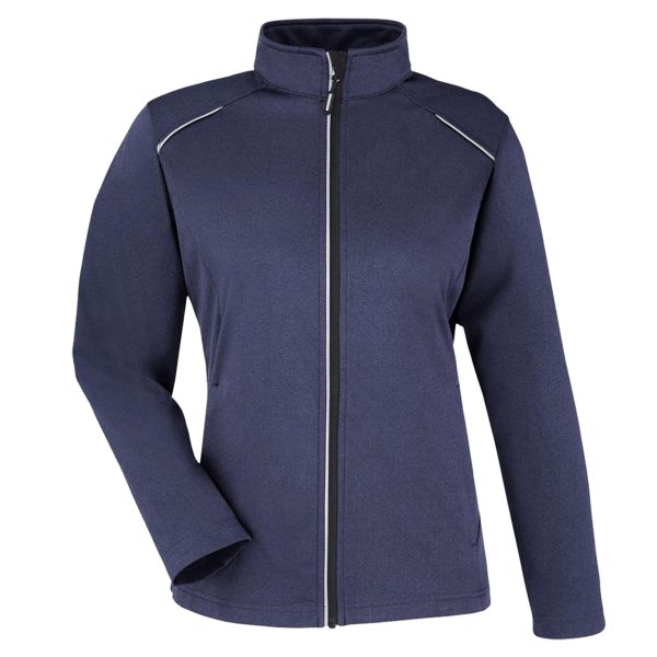 Core 365 Women's Techno Lite Three-Layer Knit Tech-Shell, Classic Navy Heather, Front view