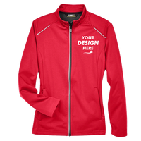 Core 365 Women's Techno Lite Three-Layer Knit Tech-Shell, Classic Red, Front view, Mockup