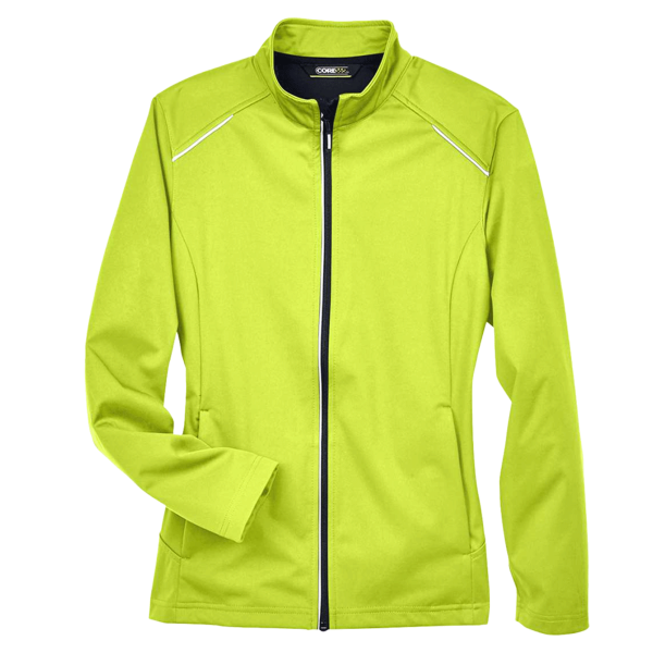 Core 365 Women's Techno Lite Three-Layer Knit Tech-Shell, Safety Yellow, Front view