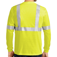 CornerStone Ansi 107 Class 2 Long Sleeve Safety T Shirt, Safety Yellow / Reflective, Back view