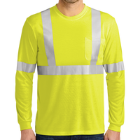 CornerStone Ansi 107 Class 2 Long Sleeve Safety T Shirt, Safety Yellow / Reflective, Front view