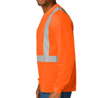 CornerStone Ansi 107 Class 2 Mesh Long Sleeve Tee, Safety Orange, Left Sleeve view