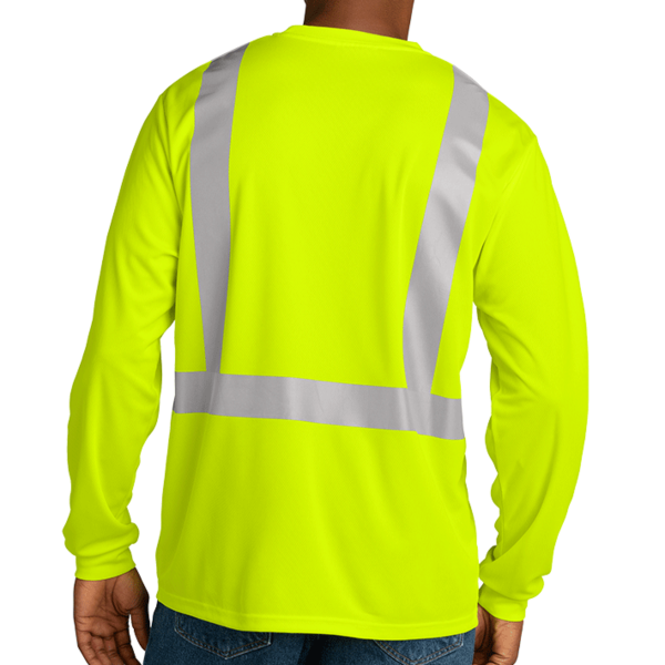 CornerStone Ansi 107 Class 2 Mesh Long Sleeve Tee, Safety Yellow, Back view