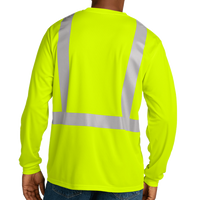CornerStone Ansi 107 Class 2 Mesh Long Sleeve Tee, Safety Yellow, Back view