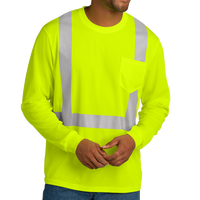 CornerStone Ansi 107 Class 2 Mesh Long Sleeve Tee, Safety Yellow, Front view