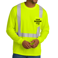 CornerStone Ansi 107 Class 2 Mesh Long Sleeve Tee, Safety Yellow, Front view, Mockup