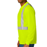 CornerStone Ansi 107 Class 2 Mesh Long Sleeve Tee, Safety Yellow, Left Sleeve view