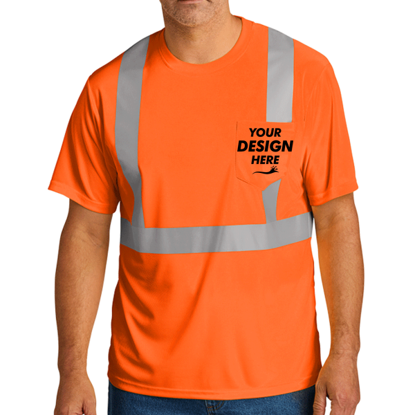CornerStone Ansi 107 Class 2 Mesh Tee, Safety Orange, Front view, Mockup